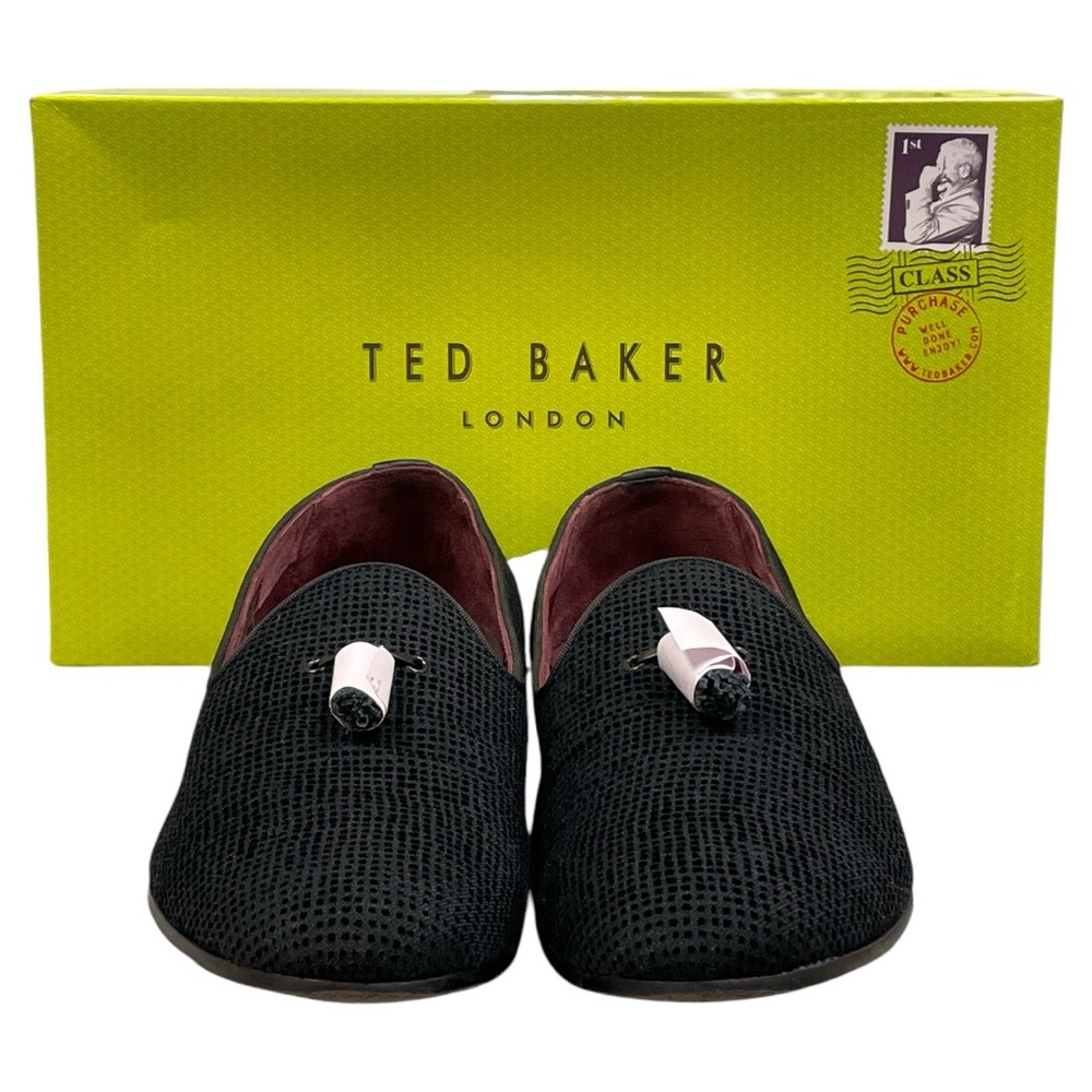 Ted Baker Vardah tassel velvet Smoking Slipper shoe. Textured bkl/grey. …